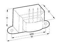 Outline Dimensions - Chassis Mount Leaded World Series™ Power Transformers (VPL10-500)