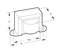 Outline Dimensions - Single Secondary Chassis Mount Power Transformers (F-1X) - Case Type X
