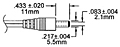 Barrel Dimensional Drawing for Wall Plug-Ins - Switch Mode Power Supplies (WSU045-1500)