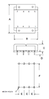 Outline Dimensions - PC Mount Flat Pack™ Power Transformers (FP10-250)