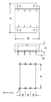 Outline Dimensions - PC Mount Flat Pack™ Power Transformers (FP12-475-1)