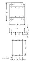 Outline Dimensions - PC Mount Flat Pack™ Power Transformers (FP120-100)