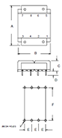 Outline Dimensions - PC Mount Flat Pack™ Power Transformers (FP120-20)