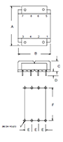 Outline Dimensions - PC Mount Flat Pack™ Power Transformers (FP16-150)