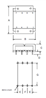 Outline Dimensions - PC Mount Flat Pack™ Power Transformers (FP16-1500)