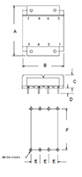 Outline Dimensions - PC Mount Flat Pack™ Power Transformers (FP20-125)