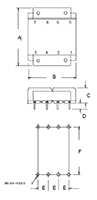 Outline Dimensions - PC Mount Flat Pack™ Power Transformers (FP20-300)
