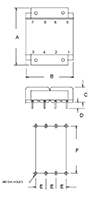 Outline Dimensions - PC Mount Flat Pack™ Power Transformers (FP20-600)