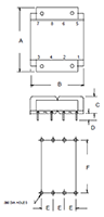 Outline Dimensions - PC Mount Flat Pack™ Power Transformers (FP230-25)