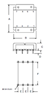 Outline Dimensions - PC Mount Flat Pack™ Power Transformers (FP24-100)