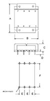 Outline Dimensions - PC Mount Flat Pack™ Power Transformers (FP24-500)