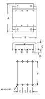 Outline Dimensions - PC Mount Flat Pack™ Power Transformers (FP30-200)