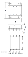 Outline Dimensions - PC Mount Flat Pack™ Power Transformers (FP30-400)