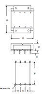 Outline Dimensions - PC Mount Flat Pack™ Power Transformers (FP34-170)