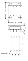 Outline Dimensions - PC Mount Flat Pack™ Power Transformers (FP34-340)