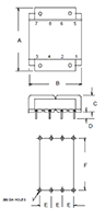 Outline Dimensions - PC Mount Flat Pack™ Power Transformers (FP34-75)