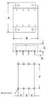 Outline Dimensions - PC Mount Flat Pack™ Power Transformers (FP40-150)
