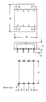 Outline Dimensions - PC Mount Flat Pack™ Power Transformers (FP40-60)