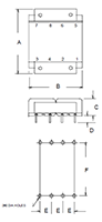 Outline Dimensions - PC Mount Flat Pack™ Power Transformers (FP56-200)