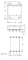 Outline Dimensions - PC Mount Flat Pack™ Power Transformers (FP56-425)