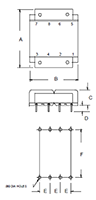 Outline Dimensions - PC Mount Flat Pack™ Power Transformers (FP88-130)