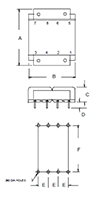 Outline Dimensions - PC Mount Flat Pack™ Power Transformers (FP88-28)