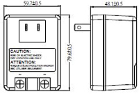 Dimensional Drawing for Wall Plug-Ins AC Power Supplies (Level VI) (WAU060-2000-S)