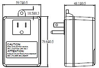 Dimensional Drawing for Wall Plug-Ins AC Power Supplies (Level VI) (WAU060-2000T)