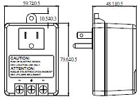 Dimensional Drawing for Wall Plug-Ins AC Power Supplies (Level VI) (WAU060-2000T-SG)