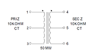 Schematic - Miniature Impedance Matching Transformers - Red Spec (SP-66-1)