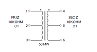 Schematic - Miniature Impedance Matching Transformers - Red Spec (SP-66)