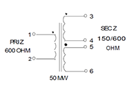 Schematic - Miniature Impedance Matching Transformers - Red Spec (SP-69)