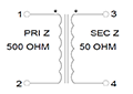 Schematic - Miniature Impedance Matching Transformers - Red Spec (SP-32)