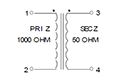 Schematic - Miniature Impedance Matching Transformers - Red Spec (SP-33)