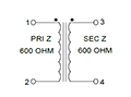 Schematic - Miniature Impedance Matching Transformers - Red Spec (SP-70)